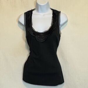 H-90 Express‎ Black Ruffle Pullover Sleeveless Summer Blouse Size S